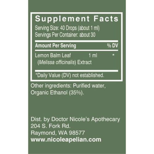 Lemon Balm supplement facts b962ecef 31ec 43ad 86df 113dc4dc528e